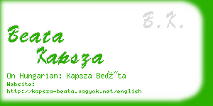 beata kapsza business card